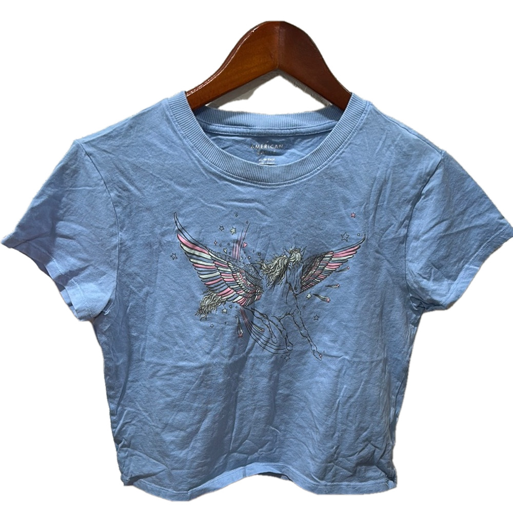 American Eagle Blue Graphic Tee size XS GUC..